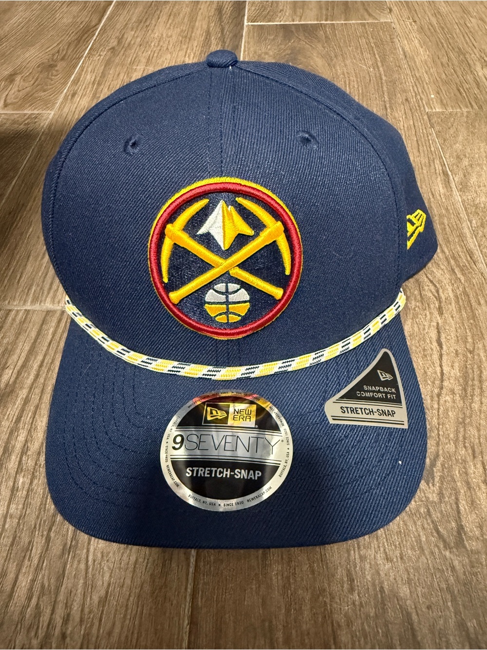 New Era Navy Denver Nuggets 9SEVENTY Stretch-Snap Hat with Yellow & Red Logo